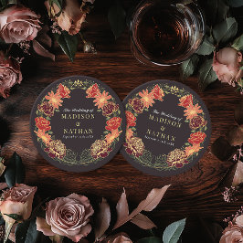 Fantasy Enchanted Blumengarten Hochzeit Runder Pappuntersetzer