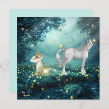 Fantasy Engel and Unicorn Flat Card