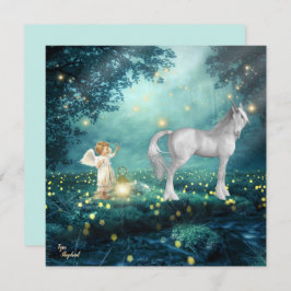 Fantasy Engel and Unicorn Flat Card