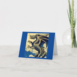 Fantasy European Dragon - Woodcut 3 Karte