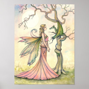 Fantasy Fairy and Dragon Art von Molly Harrison Poster