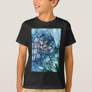 Fantasy Fairy Anime Girl Viktorianisch Blue T-Shirt