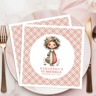 Fantasy Fairy Blush Pink 1st Birthday Party Napkin Serviette