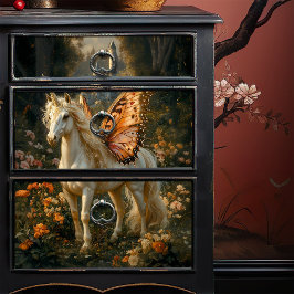 Fantasy Fairy Horse mit Orange Butterfly Flügel Seidenpapier