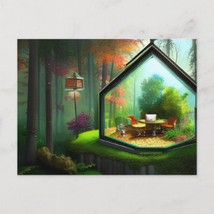 Fantasy Fairy House in einem Terrarium im Wald Postkarte
