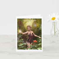 Fantasy Fairy in Red Birthday Card