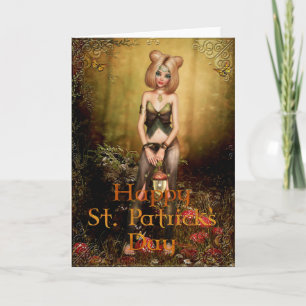 Fantasy Fairy in the Woods St. Patrick's Day Card Karte