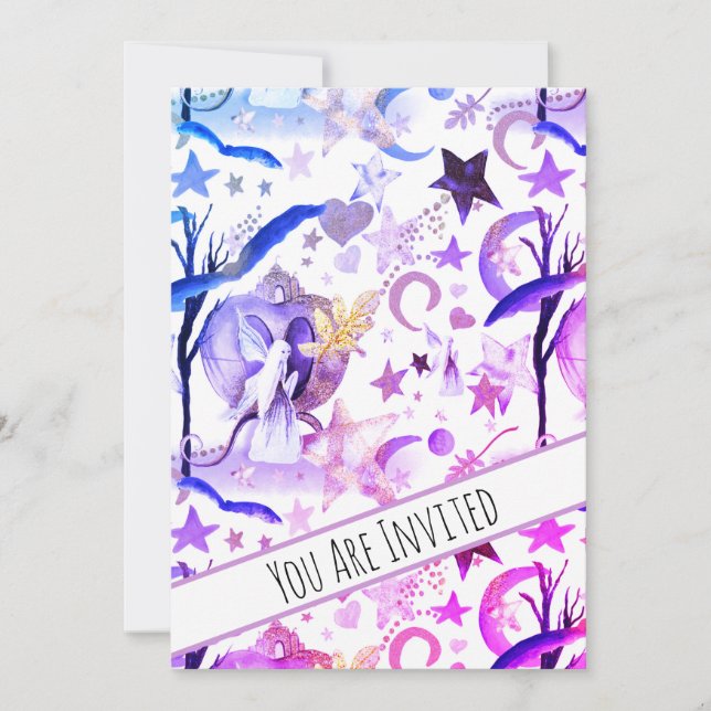 *~* Fantasy Fairy Moon Sky Babydusche Einladung (Vorderseite)