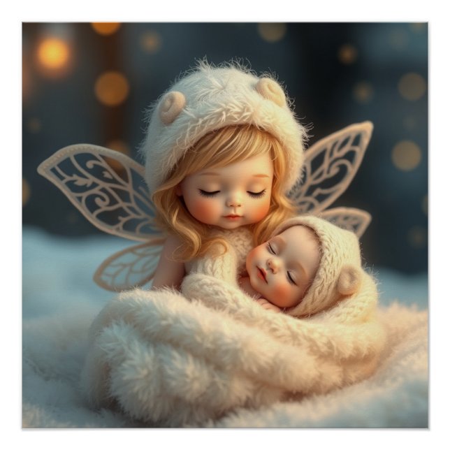 Fantasy Fairy Mother and Baby Art Poster (Vorderseite)