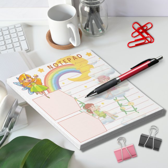 Fantasy Fairy Rainbow Moon Stars Cloud Thema Notizblock (Von Creator hochgeladen)