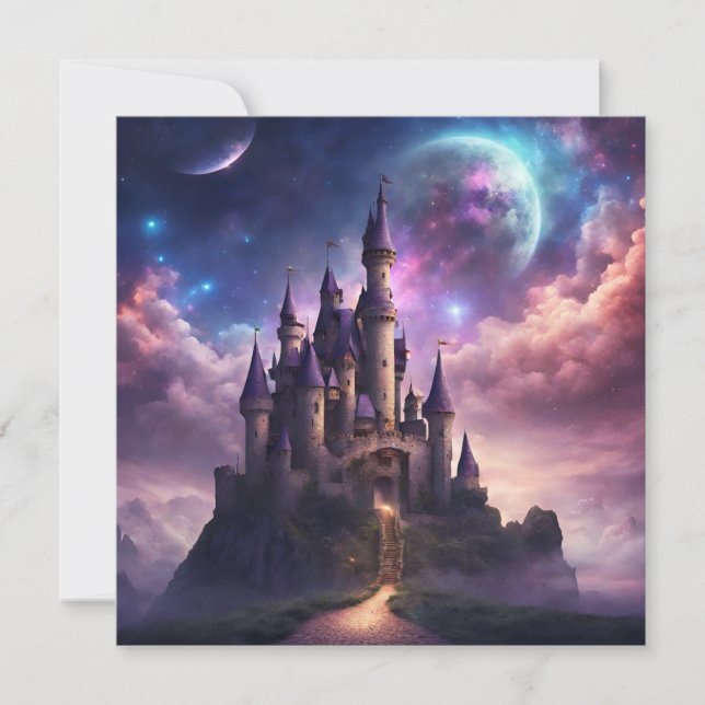Fantasy Fairy Tale Burg Einladung (Vorderseite)