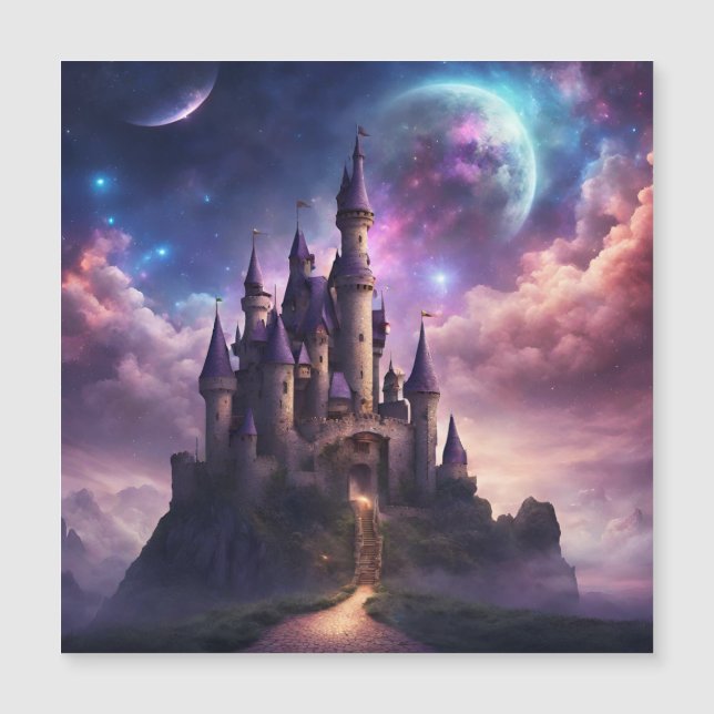 Fantasy Fairy Tale Burg Magneteinladung (Vorderseite)