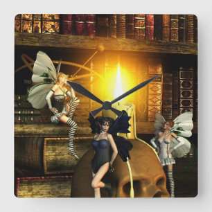 Fantasy Fairy Wall Clock Quadratische Wanduhr