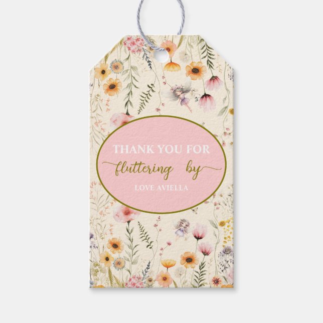 Fantasy Fairy Wildblume Danke Geschenkanhänger (Vorderseite)