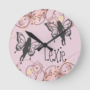 Fantasy Faiys Personalisiert Pink Runde Wanduhr