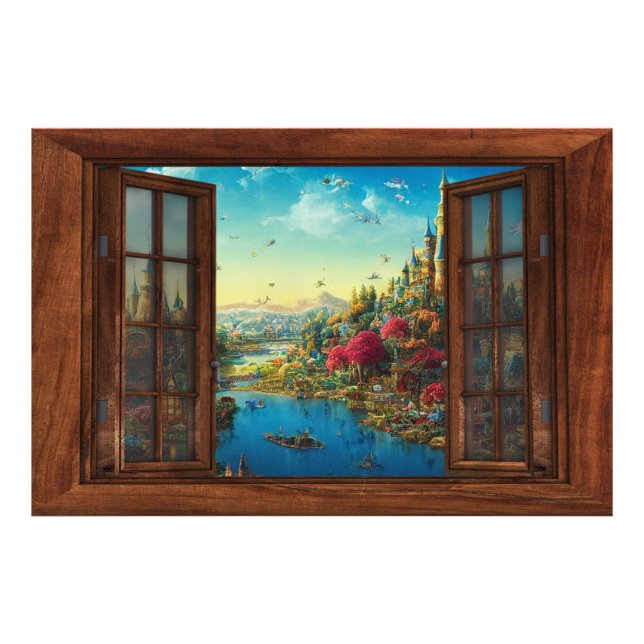 Fantasy Fake Fenster Kinder Zimmerdekoration Foto  (Vorne)