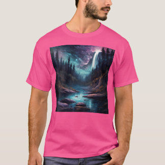 Fantasy Fall Landschaft Fluss und Wasserfälle T-Shirt