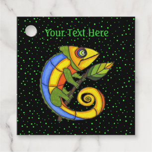 Fantasy-farbige Lizard auf Stick mit Leaf Dots Geschenkanhänger