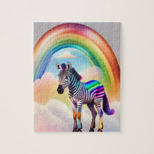 Fantasy-farbiges Zebra mit Regenbogenfarben, Zebra Puzzle