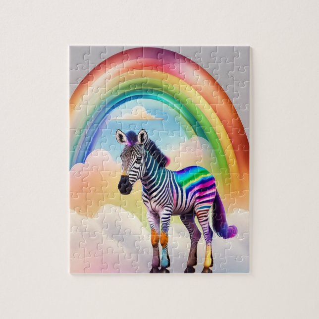 Fantasy-farbiges Zebra mit Regenbogenfarben, Zebra Puzzle (Vertikal)