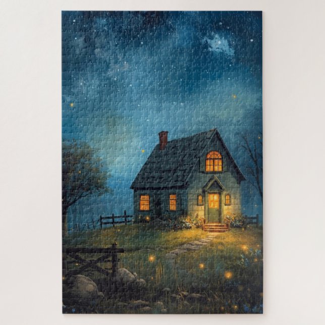 Fantasy Farmhouse Nachtpuzzle Puzzle (Vertikal)