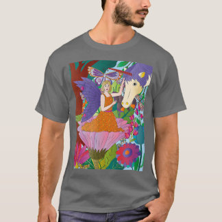 Fantasy-Fee in einer Blume beim Berühren eines Ein T-Shirt