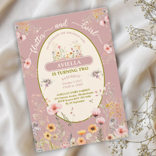 Fantasy-Feengarten-Mädchen rosa Einladung