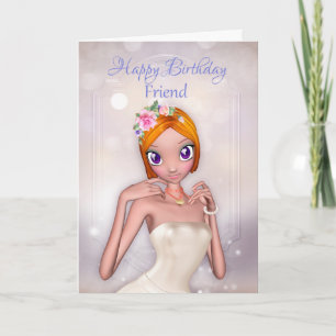 Fantasy Female in Cream Dress Card Karte