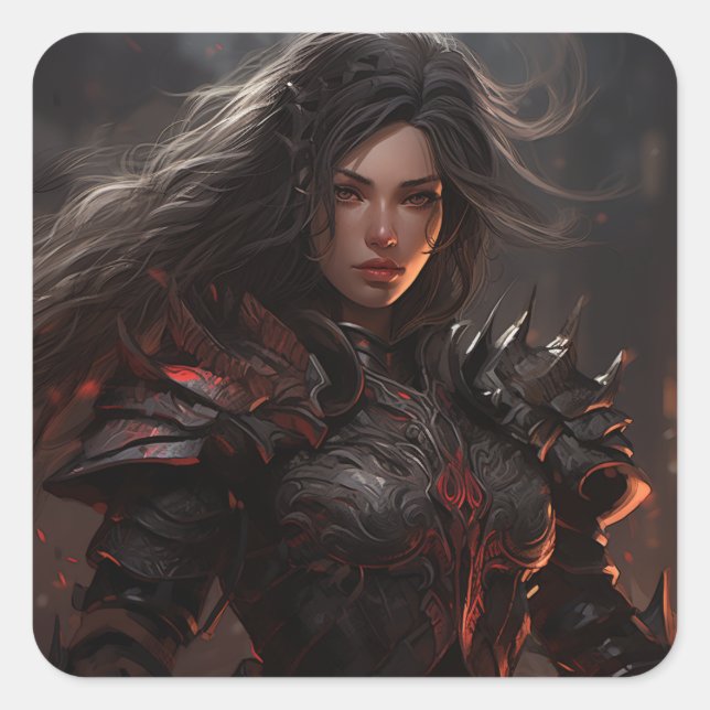 Fantasy Female Warrior Ritter - Sticker (Vorderseite)