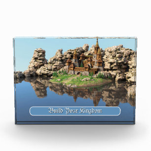 Fantasy-Festung Motivationszitat-Kunst Fotoblock