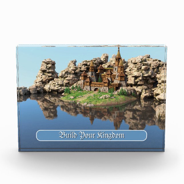 Fantasy-Festung Motivationszitat-Kunst Fotoblock (Vorderseite)