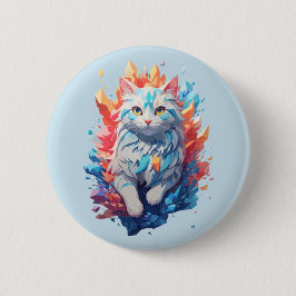 Fantasy Fire and Ice Cat Button