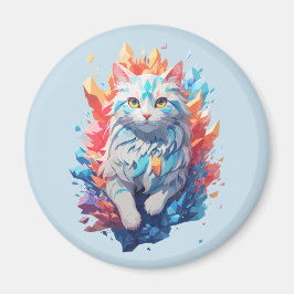 Fantasy Fire and Ice Cat Magnet