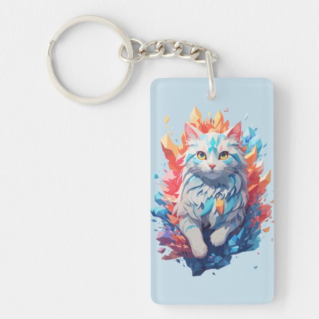 Fantasy Fire and Ice Cat Schlüsselanhänger (Vorderseite)