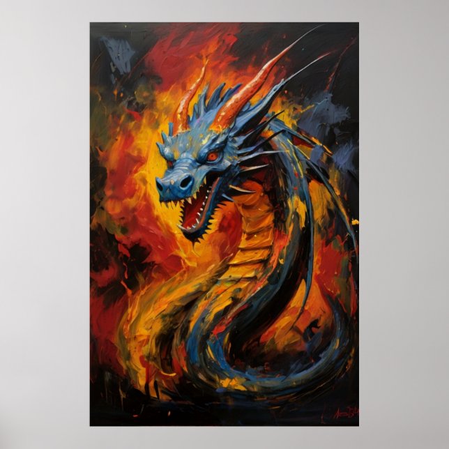 Fantasy Fire Breaath Dragon Poster (Vorne)