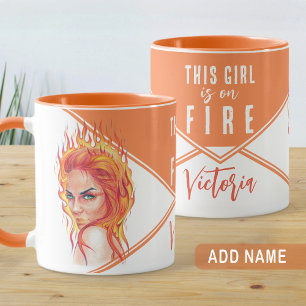 Fantasy Flames Frauen Surreal Art Girl on Fire Nam Tasse