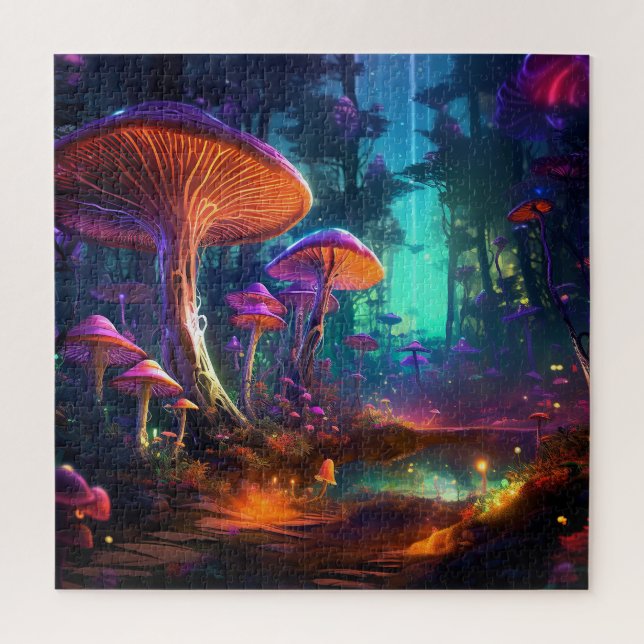 Fantasy-Fliegenpilz-Wald Puzzle (Vertikal)