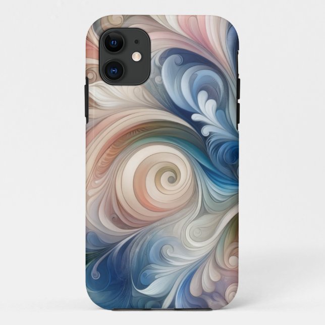 Fantasy Floral Pastel Blau & Creme Case-Mate iPhone Hülle (Rückseite)