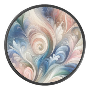 Fantasy Floral Pastel Blau & Creme Eishockey Puck