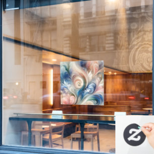 Fantasy Floral Pastel Blau & Creme Fensteraufkleber