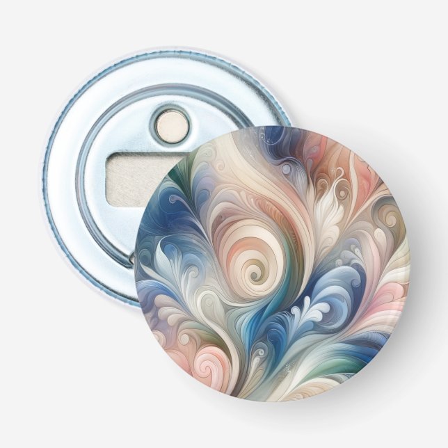 Fantasy Floral Pastel Blau & Creme Flaschenöffner (Vorderseite)