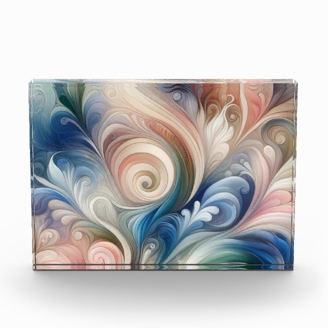 Fantasy Floral Pastel Blau & Creme Fotoblock (Vorderseite)