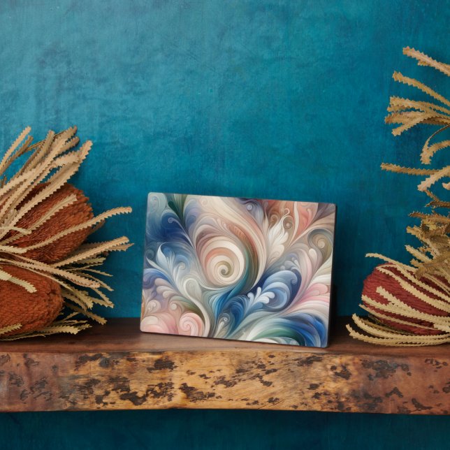 Fantasy Floral Pastel Blau & Creme Fotoplatte (Seite)