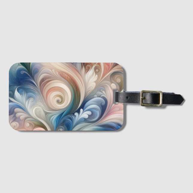 Fantasy Floral Pastel Blau & Creme Gepäckanhänger (Vorderseite (Horizontal))