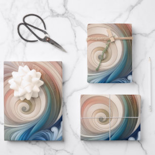 Fantasy Floral Pastel Blau & Creme Geschenkpapier Set