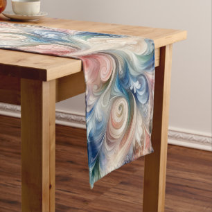 Fantasy Floral Pastel Blau & Creme Großer Tischläufer