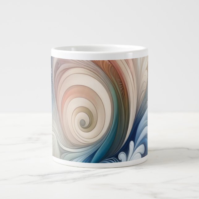 Fantasy Floral Pastel Blau & Creme Jumbo-Tasse (Vorderseite)