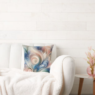 Fantasy Floral Pastel Blau & Creme Kissen
