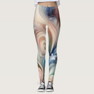 Fantasy Floral Pastel Blau & Creme Leggings