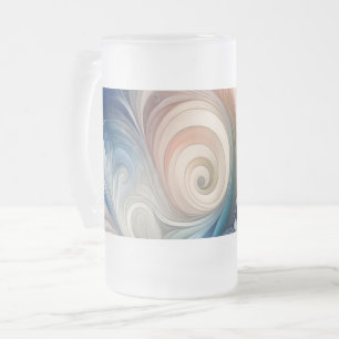 Fantasy Floral Pastel Blau & Creme Mattglas Bierglas